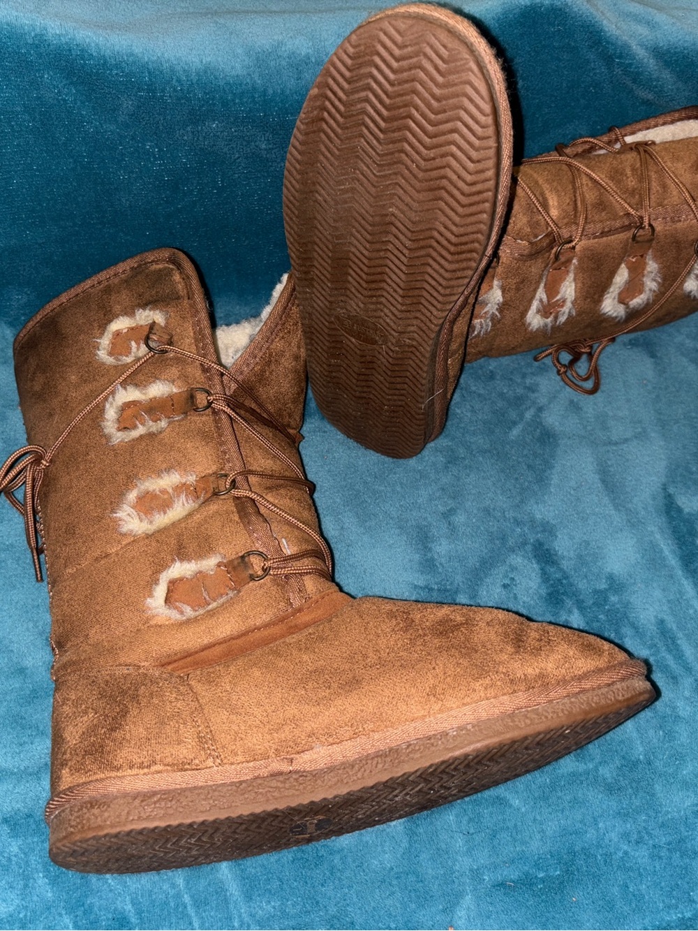 JustFab Brown Shearling-Lined Winter Boots